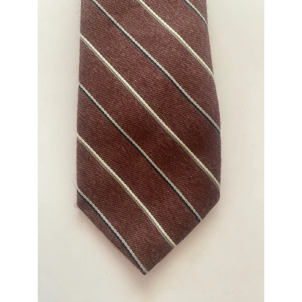 Paolo Rossi Designer Collection‎ Mens Burgundy Striped Textured Necktie Tie